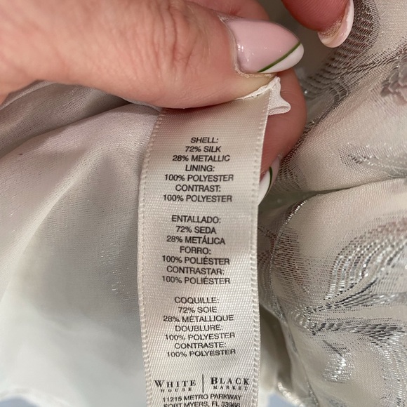 White House Black Market white halter tank top with silver embroidery - Picture 9 of 10